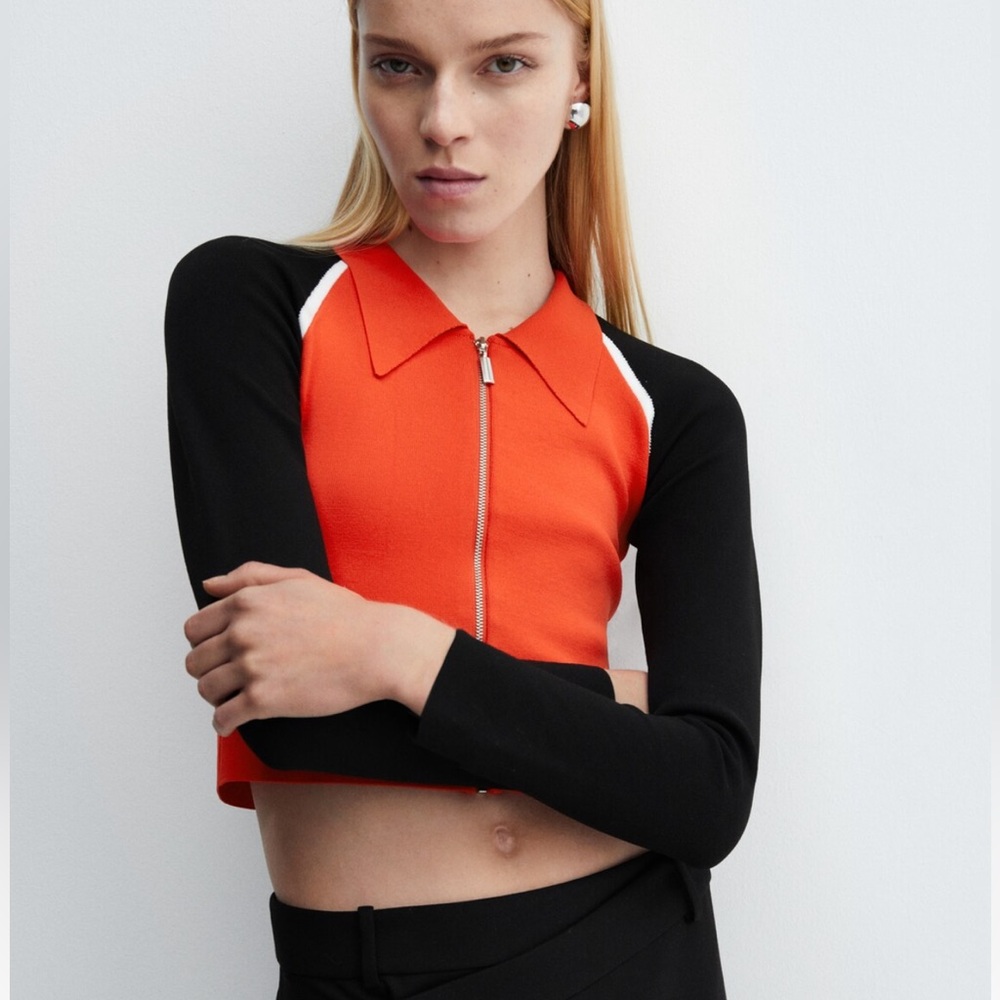 Mango zipper Crop Top sweater